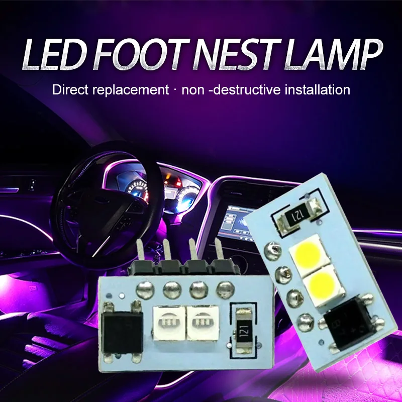 2Pcs Car LED Interior Footwell Ambient Storage Foot Nest Light Bulbs Auto Door Debris Lamp For Audi A3 A4 A5 A6 A7 A8 Q2 Q3 Q4