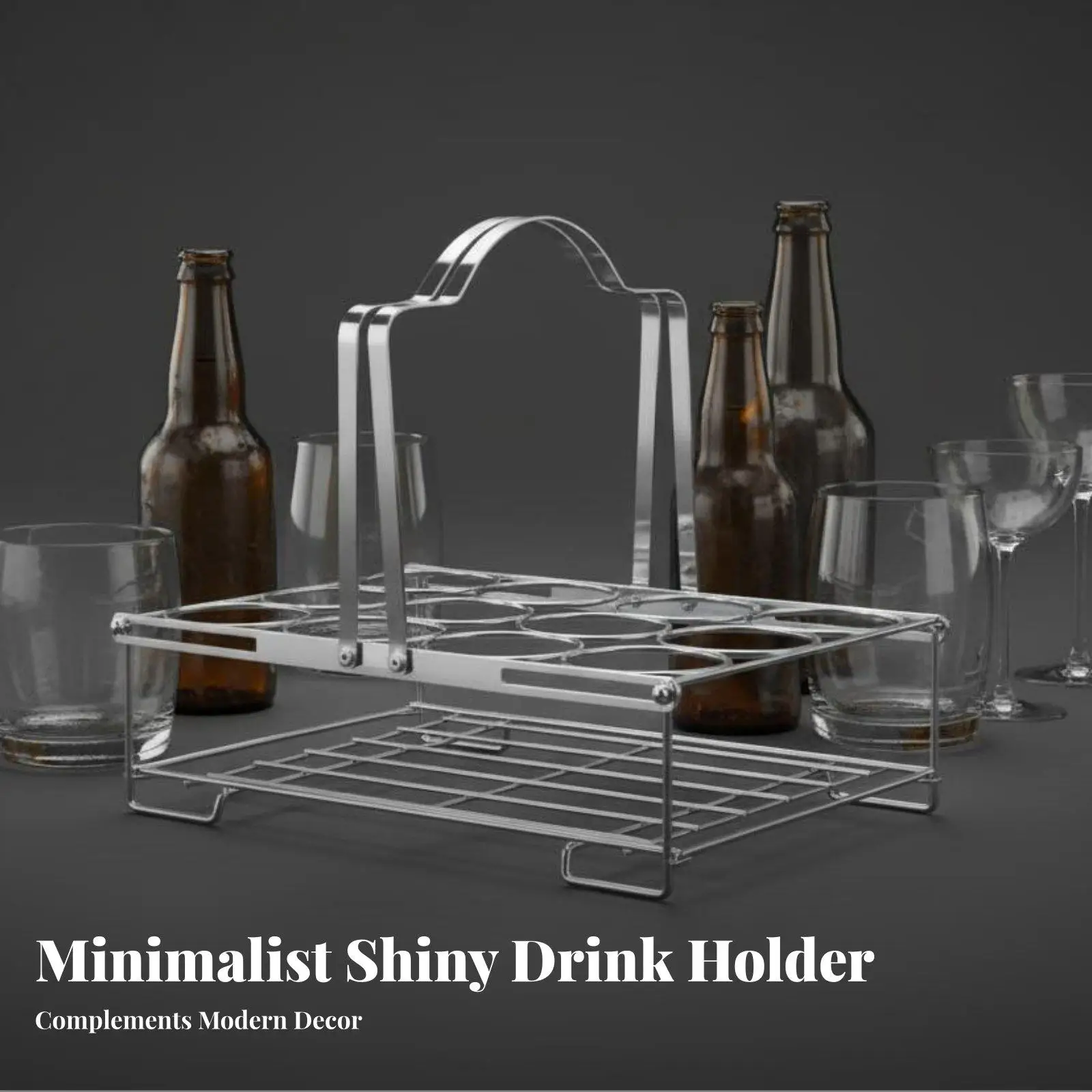 12 Bottle Beer Carrier Rack with Comfortable Handle for Restaurant Bar Portable Metal Drink Stand