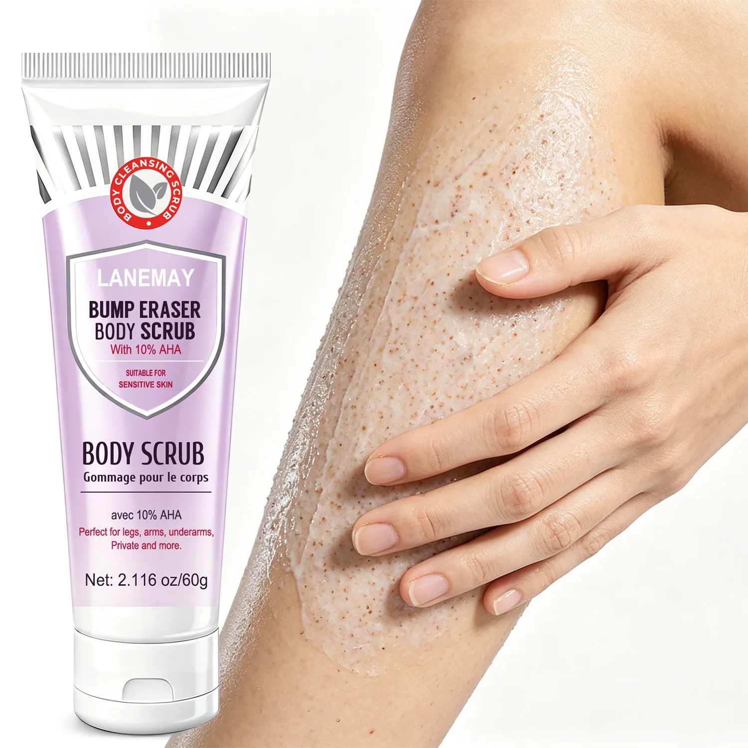 

Bump Eraser Body Scrub with 10% AHA – Smooth & Brighten Sensitive Skin.Effectively erase bumps and refine skin texture.