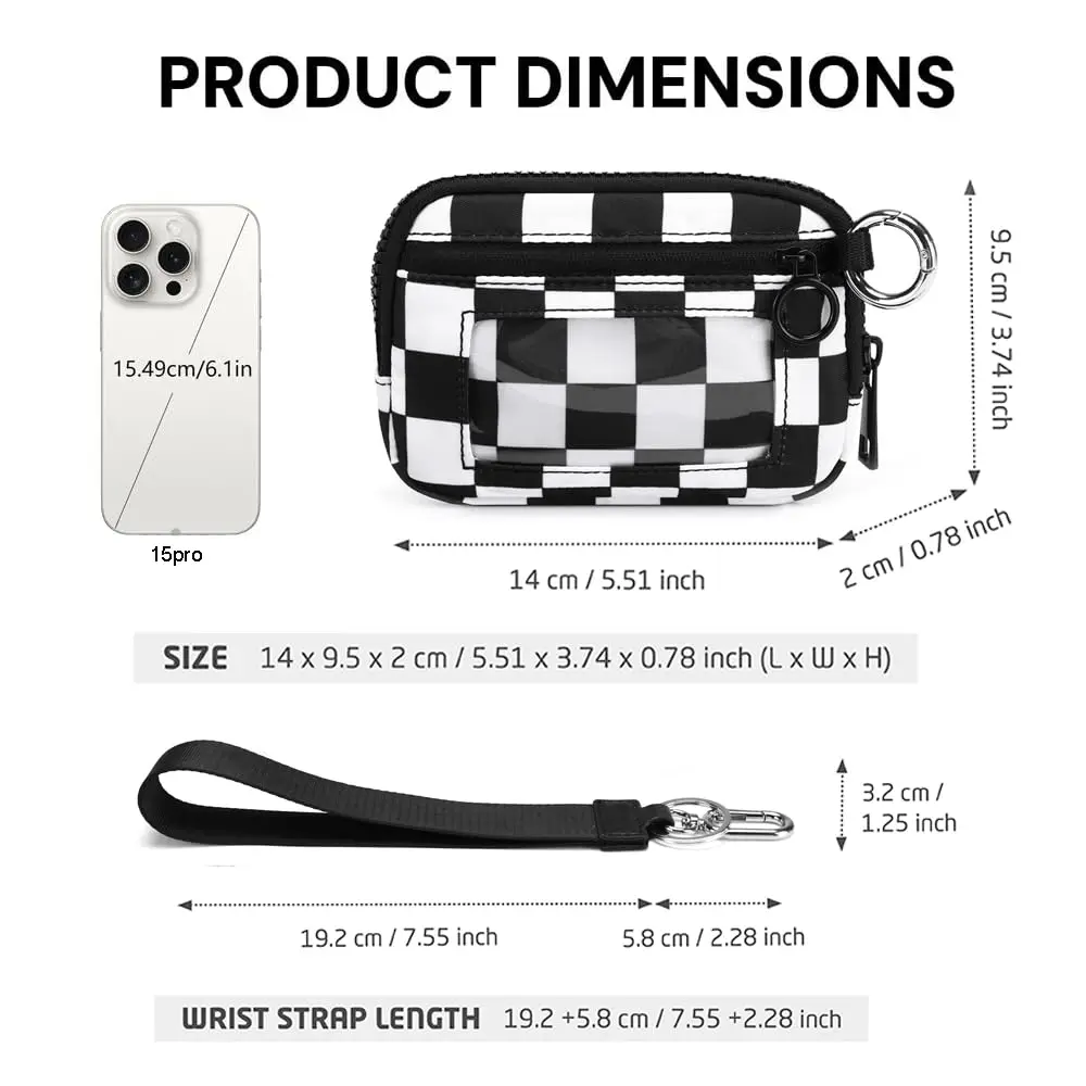 Women's Keychain Wallet The Iris Wallet Zip Waterproof Nylon Card Wallet Pouch Wristlet Zip Card Case with Clear ID Window