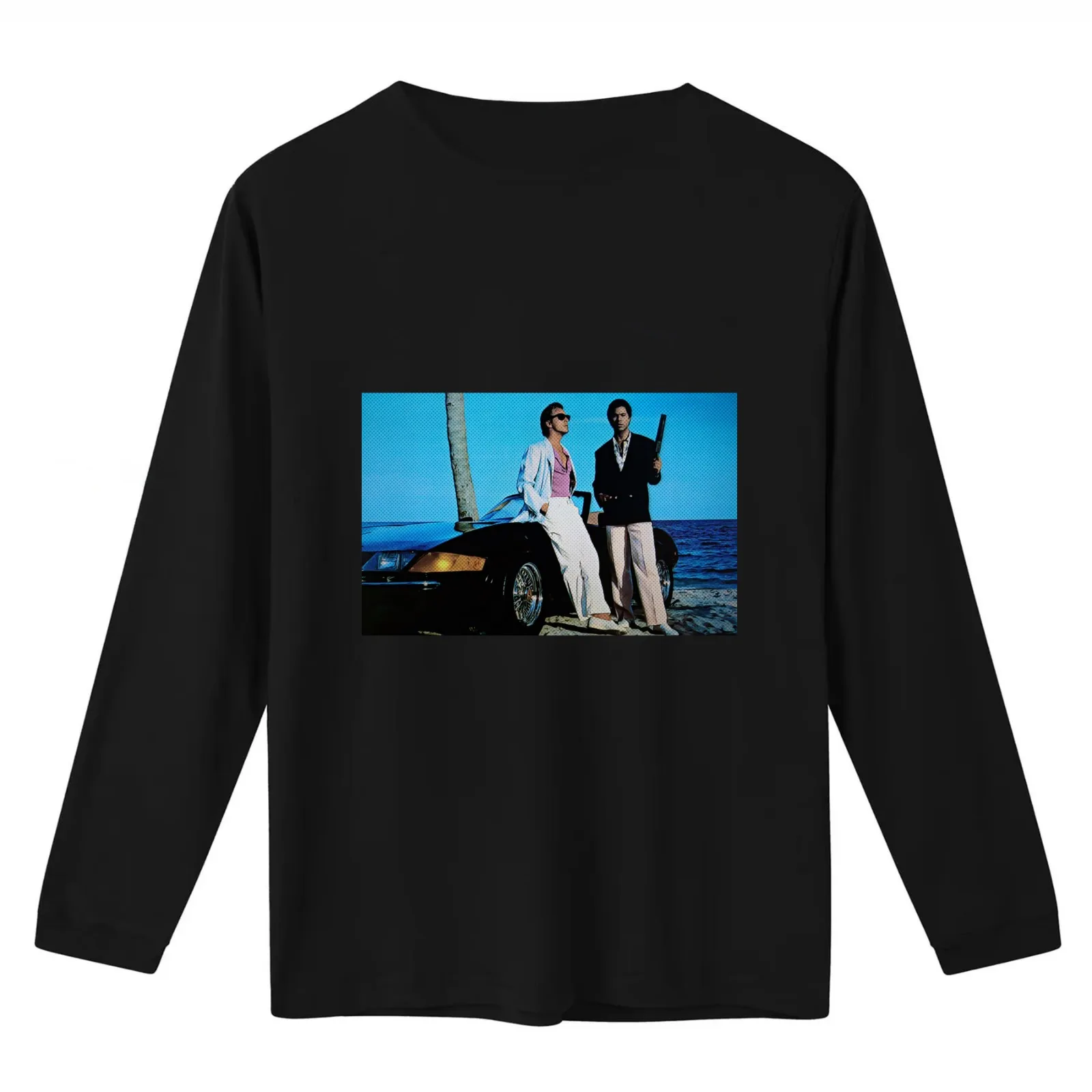 Miami Blues T-Shirt Summer Casual Cotton Tee Oversized Streetwear Tops Vintage Graphic Print Loose Fit Short Sleeve