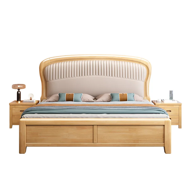 

New Chinese-style solid wood bed, all solid wood soft rely on simple modern storage bed