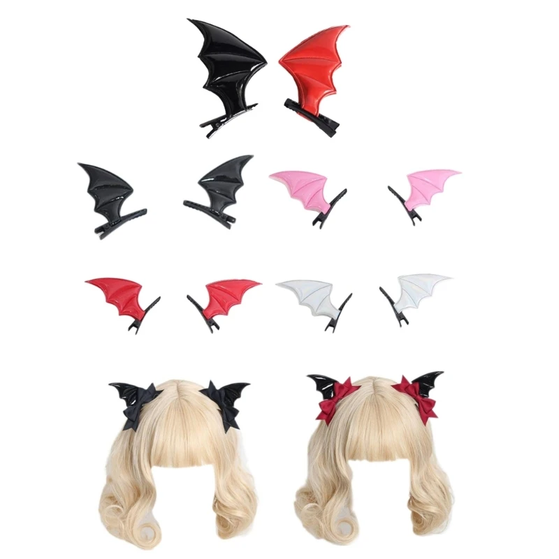 

S1Y1 Girls Hair Clips Gothic Barrettes with Bat Devil Wings Hairpin Cosplay Hair Clips Punk Design Hairpins for Kids