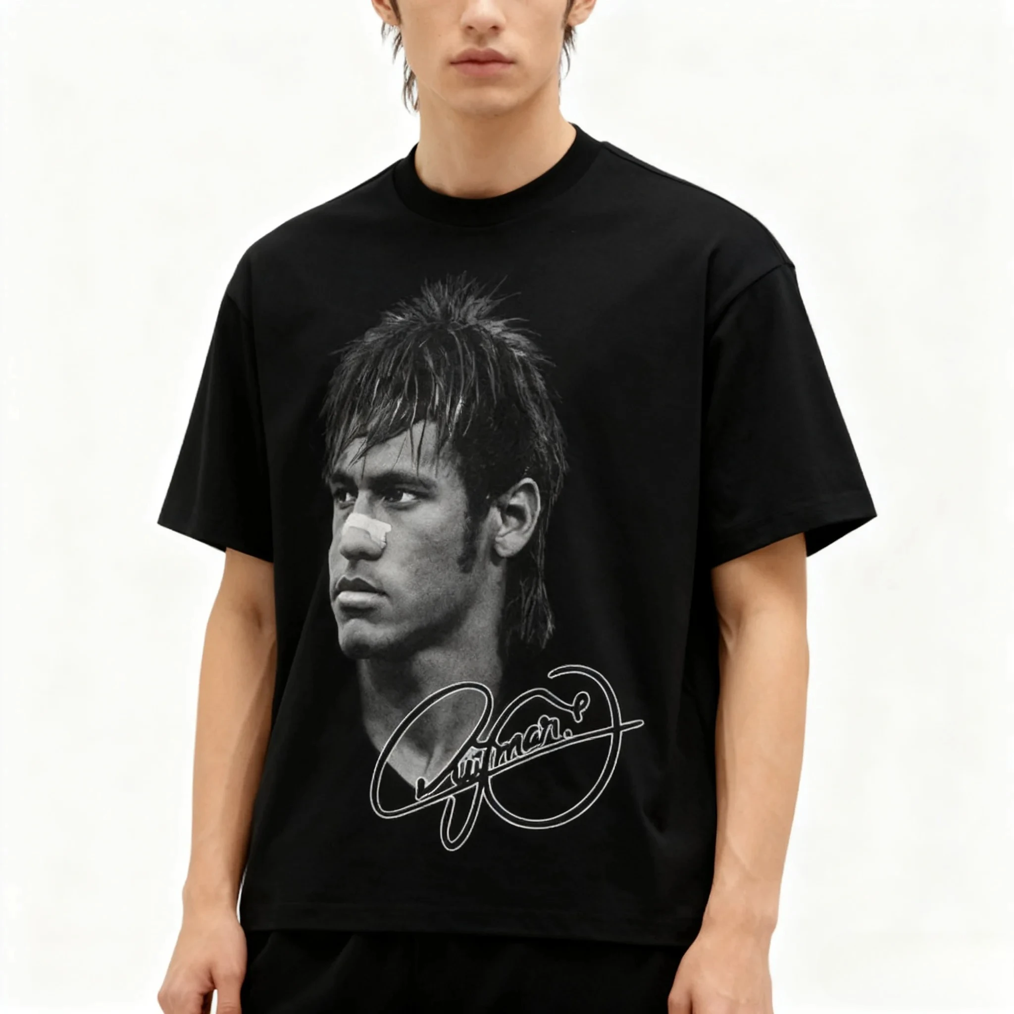 

2026 Bestselling Fashion New Style I Love Football Ronaldo Football Super Fashion Men's Short sleeved T-shirt, Large Size