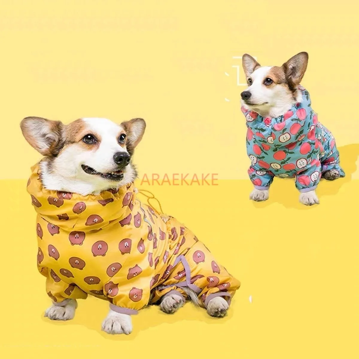 Corgi All Inclusive Waterproof Raincoat Pet Dog Four legged Rain Poncho Back Zipper Belly Protector Cute Sweatcoat