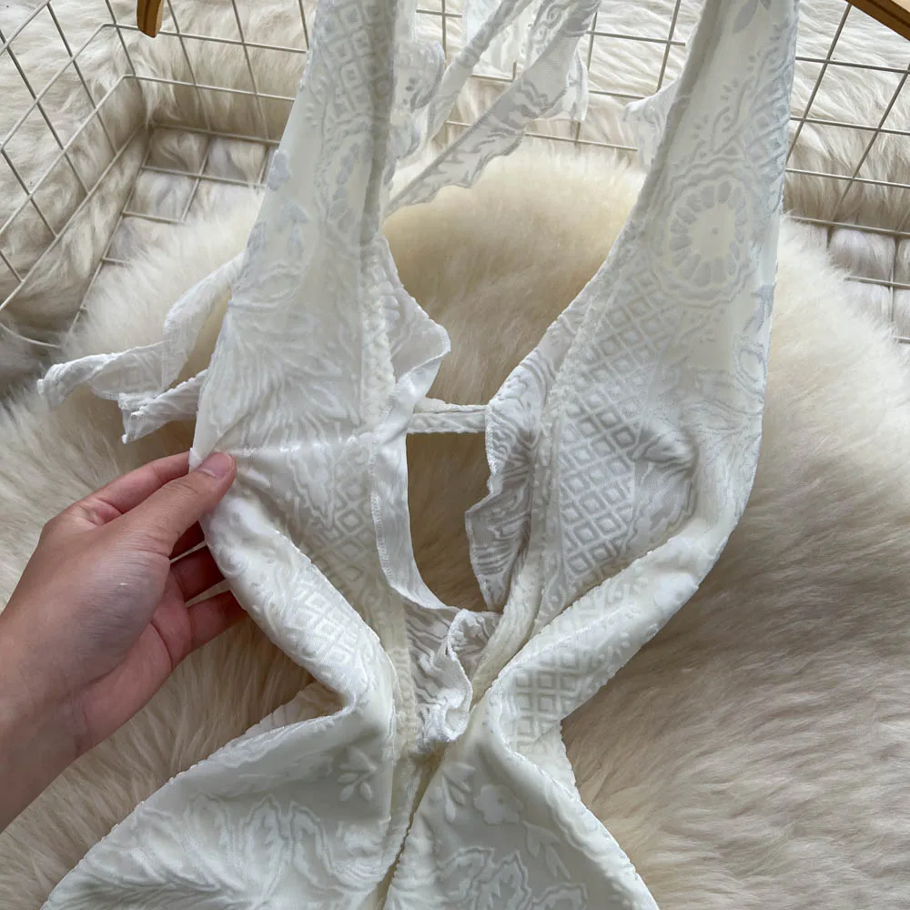 Abito a tubino diviso con volant sexy vintage chic Elegante fata moda coreana Boho Vestito estivo abbigliamento donna Abito lungo