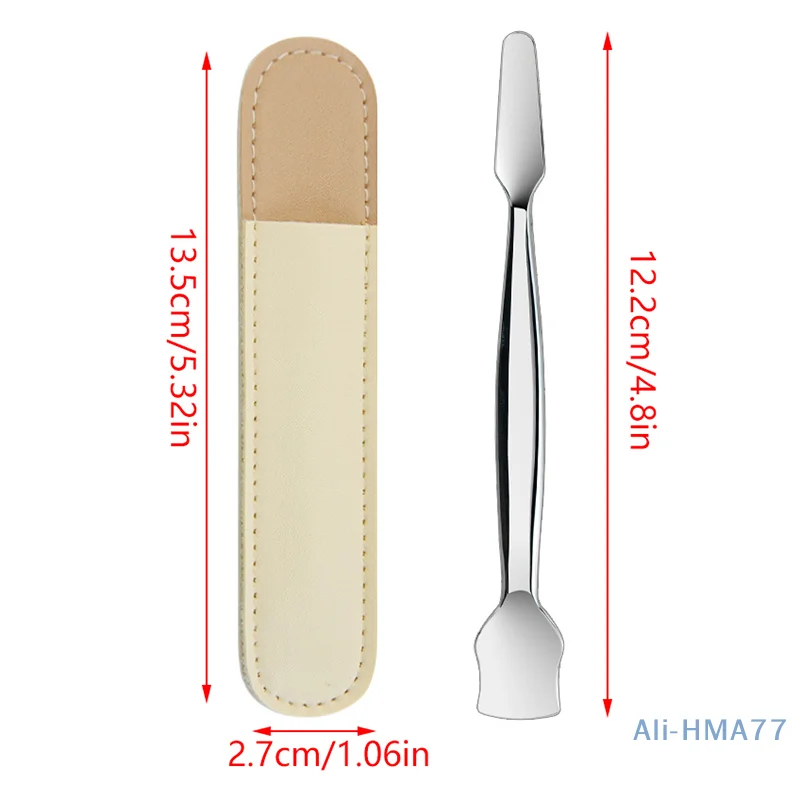 Skin Care Stainless Steel Double- End Skin Spatula With Leather Cover Pimple Remover Skin Scrubber Exfoliator Deep Cleansing