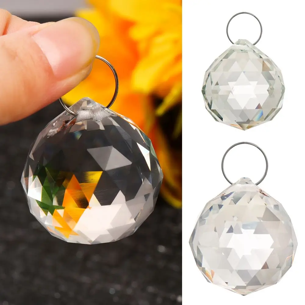 5pcs Lighting Hanging Ornament Faceted Crystal Ball Clear Pendant