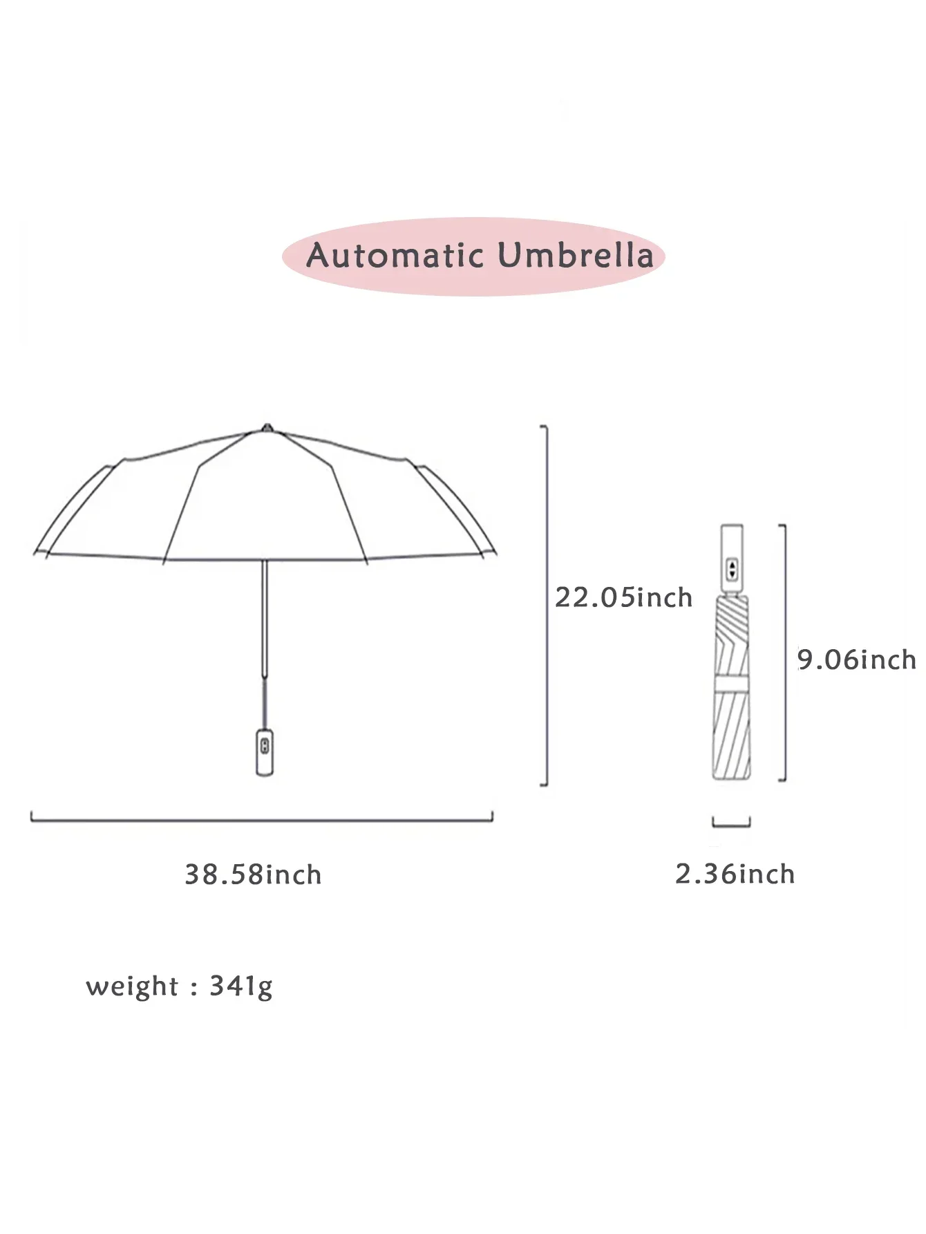 UV 차단 자동 우산, 비 오는 태양 우산, 휴대용 방풍 조명, 자동 개폐 파라솔, 8 리브 패션