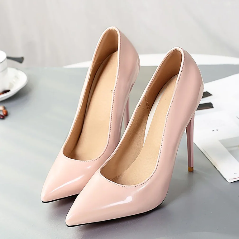 ASHIOFU New Hot Sale Ladies 12cm Super Heel Pumps Sexy Party Prom Dress Shoes Pointy Slip-on Wedding Fashion Evening Court Shoes