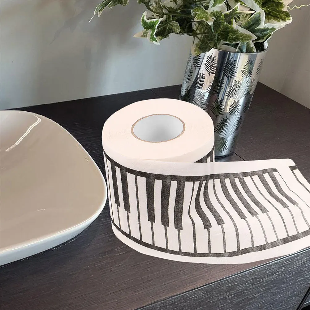 5 個のキーボードトイレットペーパーロールトイレットティッシュプリントバスルームティッシュ音楽テーマ装飾ナプキン家庭用ホテルギフト