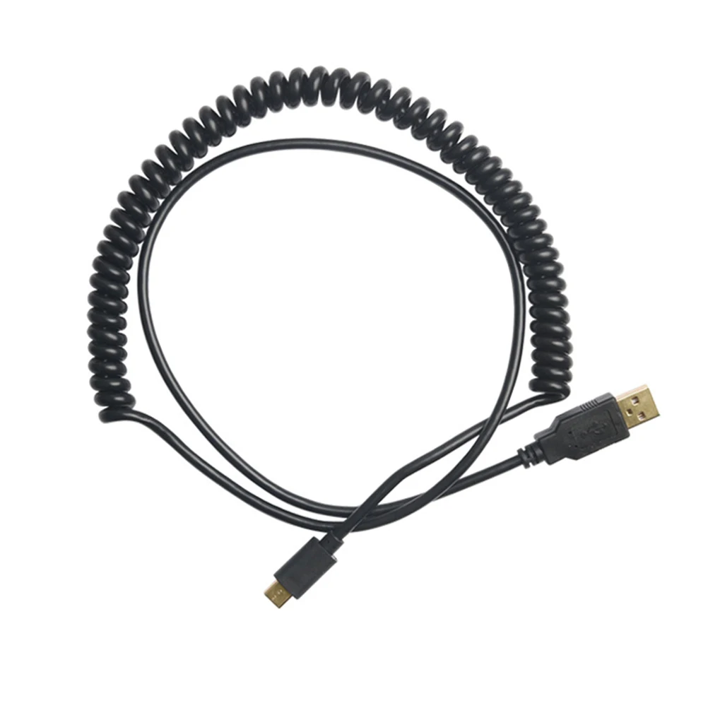 

1pc Bolded Cable Coiled Spring Keyboard Equipment Braided Abs Usbc Computer Cables Stretchable Sturdy