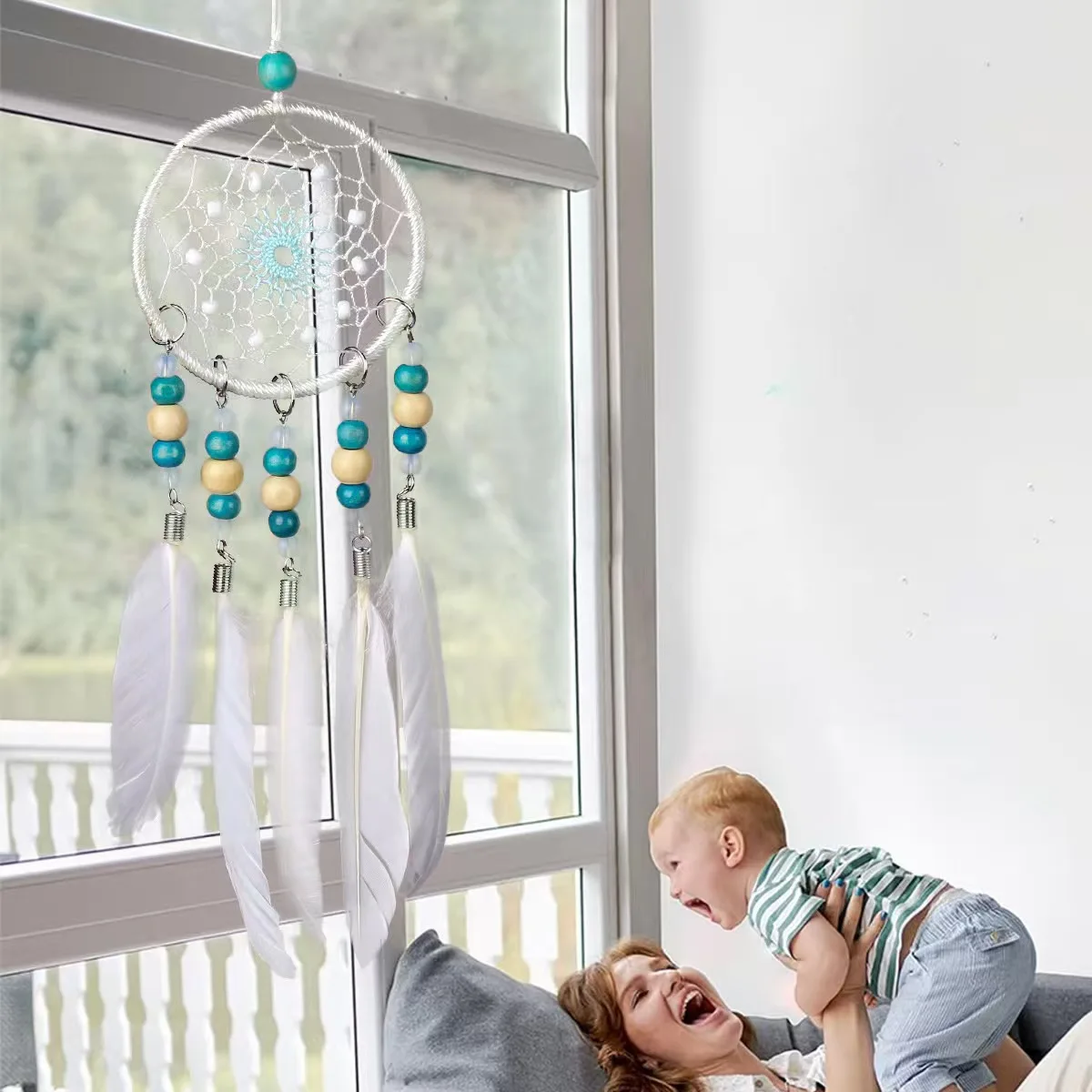 

Dream Catcher Feather Wind Chime Hand Woven Crafts Outdoor Garden Bedroom Hanging Ornaments Birthday Christmas