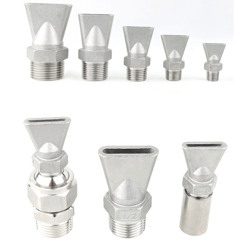 Flow duckbill Jet air blow flat fan spray nozzle stainless steel 1/4 3/8 1/2 3/4 1 1.25 1.5 2inch 0.5/1/1.5/2/2.5/3/4/4.5/5mm