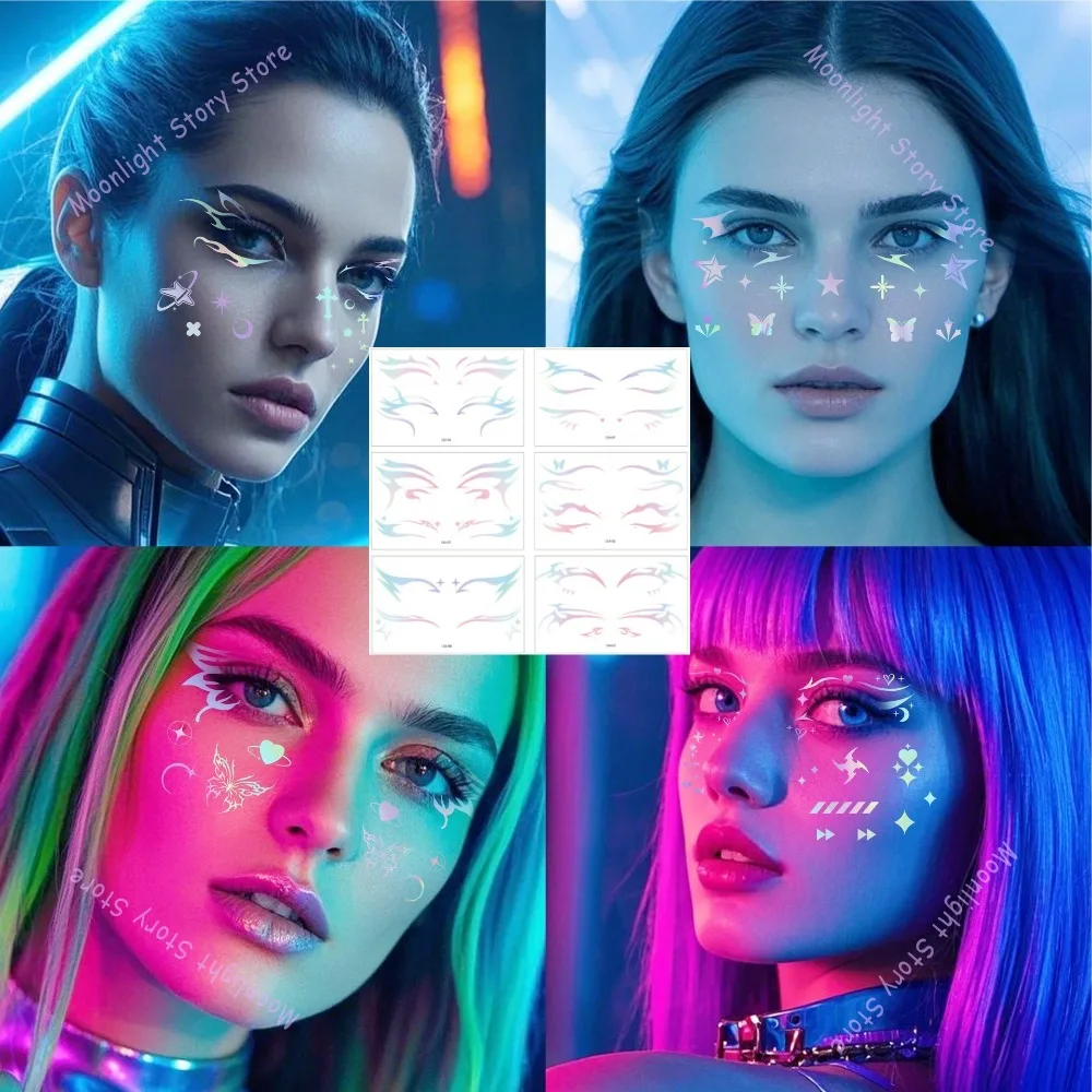 10 個のアイシャドウステッカー一時的な顔の眉毛ステッカーハロウィンカーニバルパーティーコスプレ音楽祭の装飾用