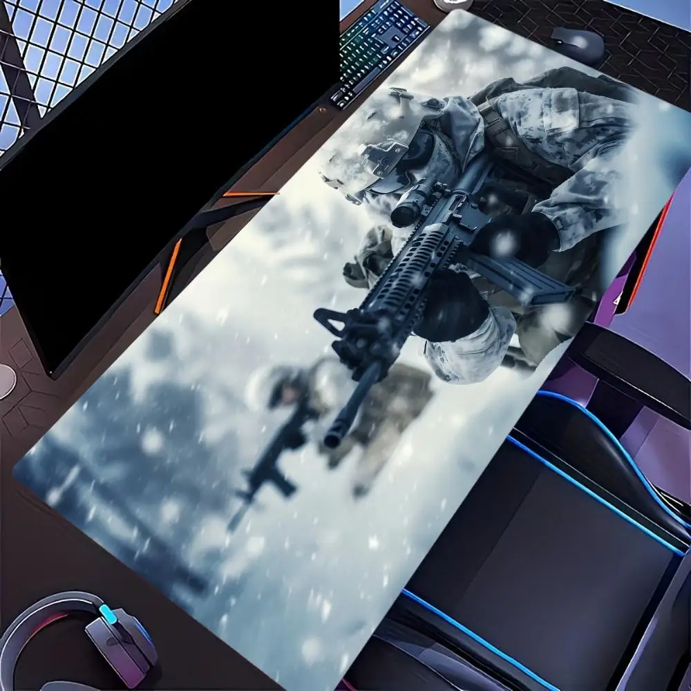 XXL Large Winter Snow Military Soldier Gaming Mouse Pad Tactical Desk Mat Non-Slip Rubber Keyboard Mat PC Gamer Office Desk Pad