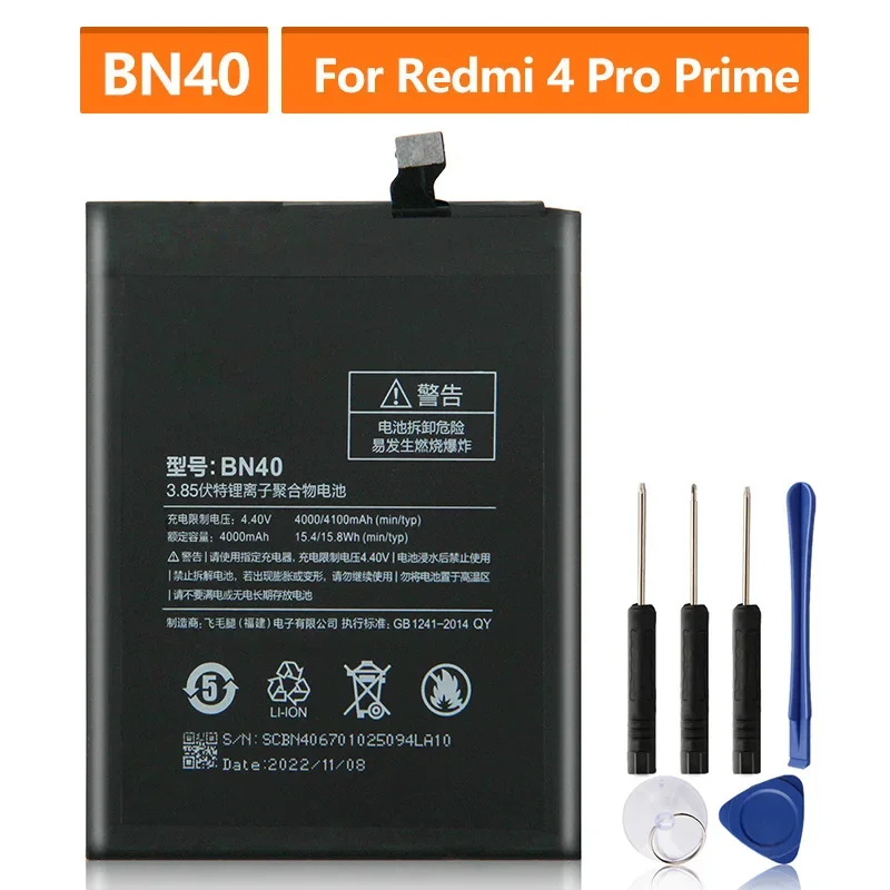 Replacement Battery BN40 For Xiaomi Redmi 4 Pro Prime 3G RAM 32G ROM Edition Redrice 4 Hongmi 4 Rechargeable Battery 4100mAh