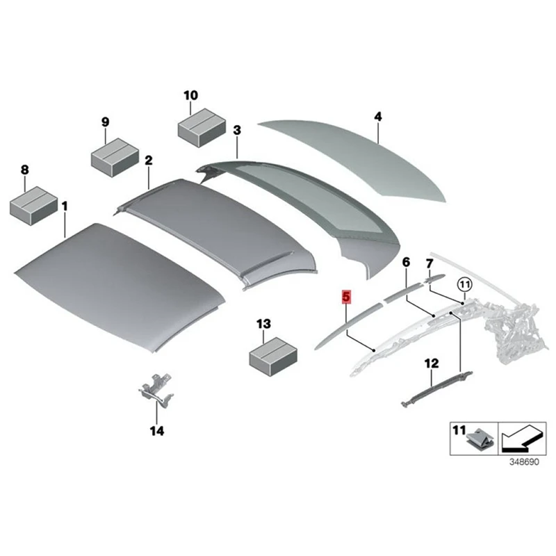 Car Roof Convertible Trim Strip Roof Hinge Covers Molding Trim For BMW F33 M3 F83 M4 E93