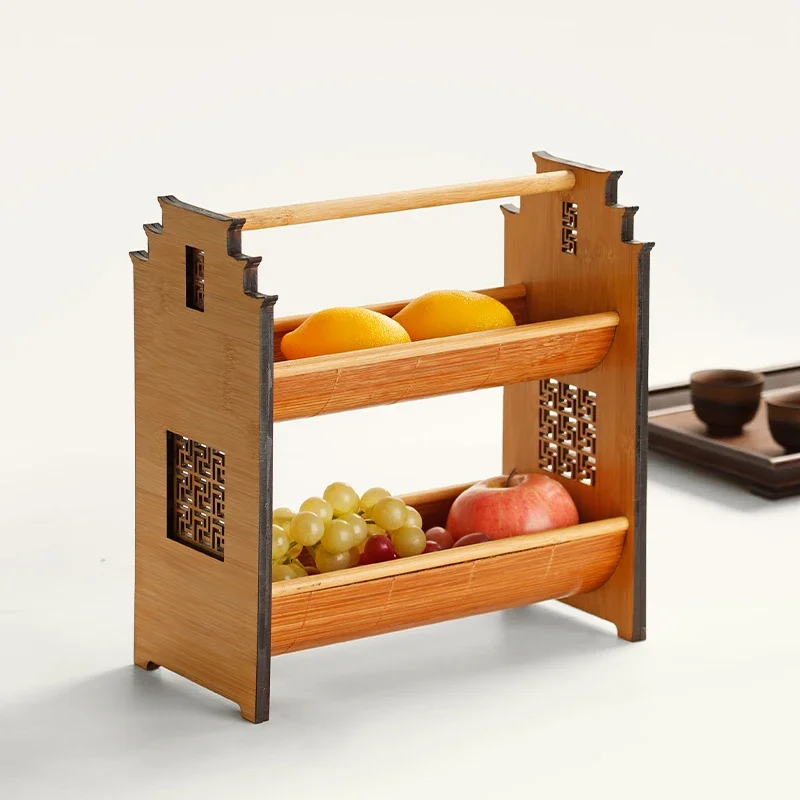 Bamboo Huizhou Architecture Chinese Portable Refreshment Plate Fruit Plate Snack Dim Sum Plate Dried Fruit Basket