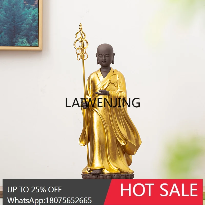 Zen standing large purple sand Kizo King Buddha statue is dedicated to the entrance craft decoration ornament