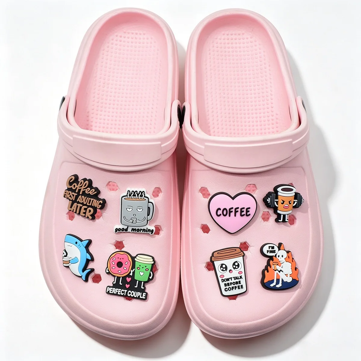 15/20Pcs Drinks Coffee Shoe Charms For Slides Clog Sandals Shoes Decorations Accessories Buckle For Friend Party Gifts