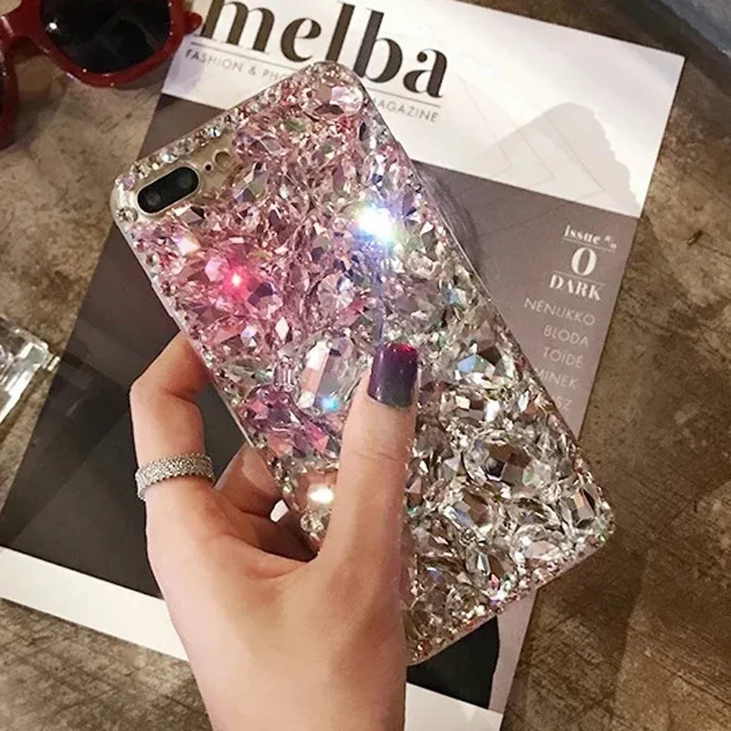 Rhinestone Cases for iPhone 16 16e 15 14 13 12 11 8 7 Pro Max Plus mini X XS XR SE 2020 2022 Case Diamond Phone Cover Sunjolly