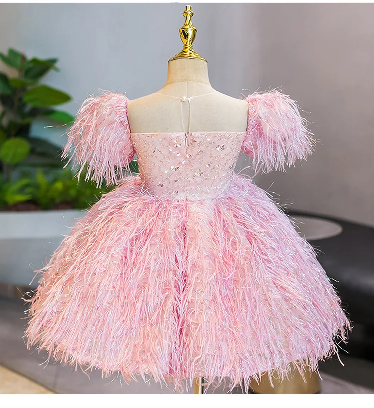 Vestido para niñas de 1 a 10 años, vestido rosa de lentejuelas para boda, vestido de Año Nuevo, vestido Formal de fiesta de princesa para desfile, vestido para niños adolescentes