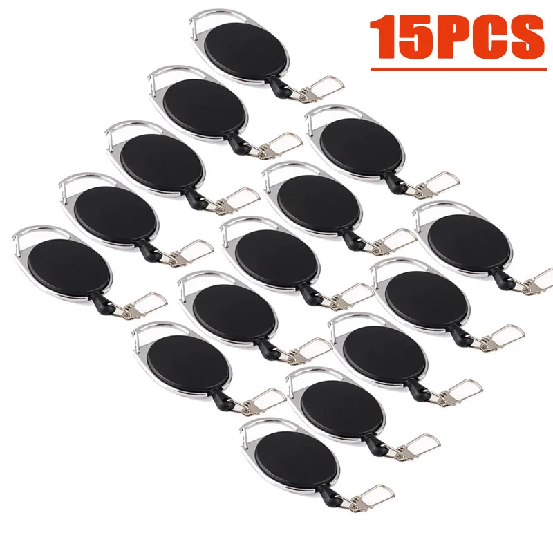 1-15Pcs Retractable Key Chain Reel Badge Holder Fly Fishing Zinger Retractor with Quick Release Spring Clip Fishing Accessories