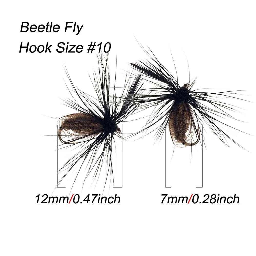 25Pcs/Box Black Fly Peacock Feather Wings Fly Fishing for Trout Bait Size #10 Flies Artificial Insect Bait Lure