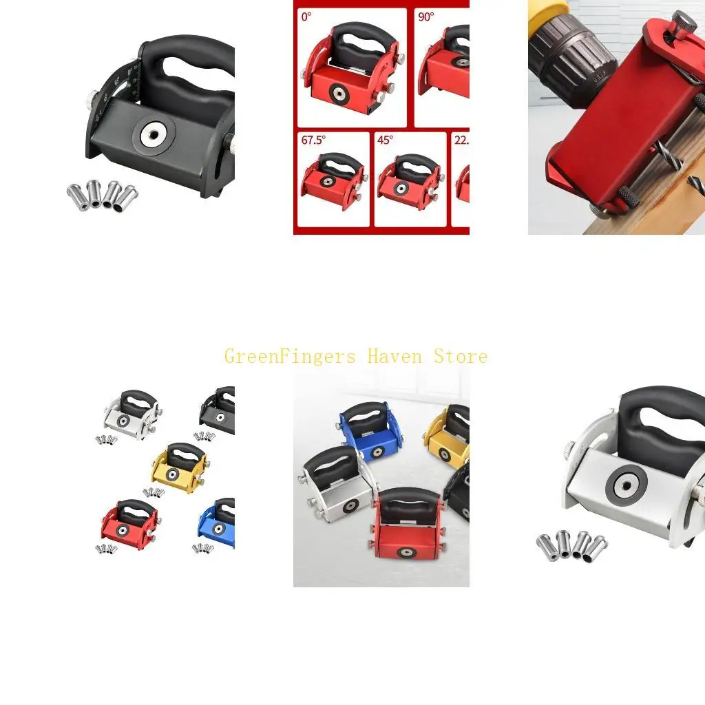 F68D Adjustable 0°-90° Oblique Hole Locator Woodworking Punching Positioner Carpentry Guide Handheld Tool