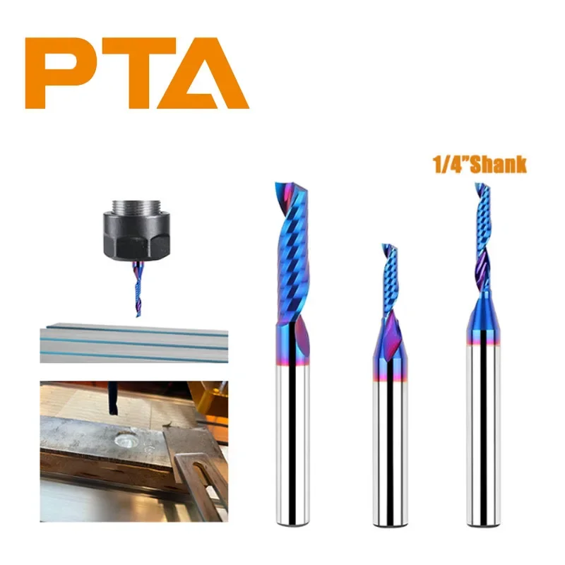 6.35mm Shank O-Flute Spiral Router Bit for Aluminum, Plastic, Acrylic Trimming & Edging – Engraving Cutting Milling Cutter