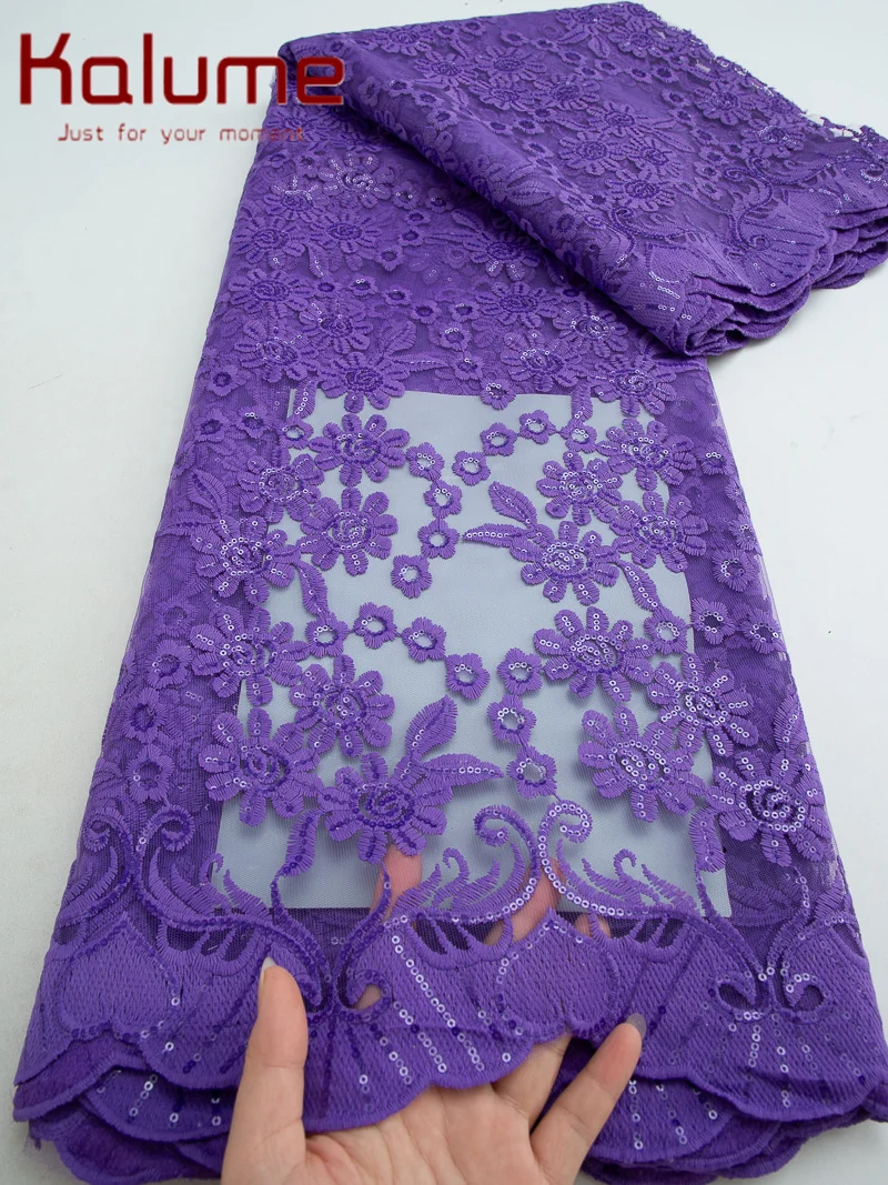 

Kalume 2025 Net Mesh Lace Fabric High Quality Nigerian French Tulle Lace Fabric Flower Milk Silk Mesh Lace for Sewing Dress 4434