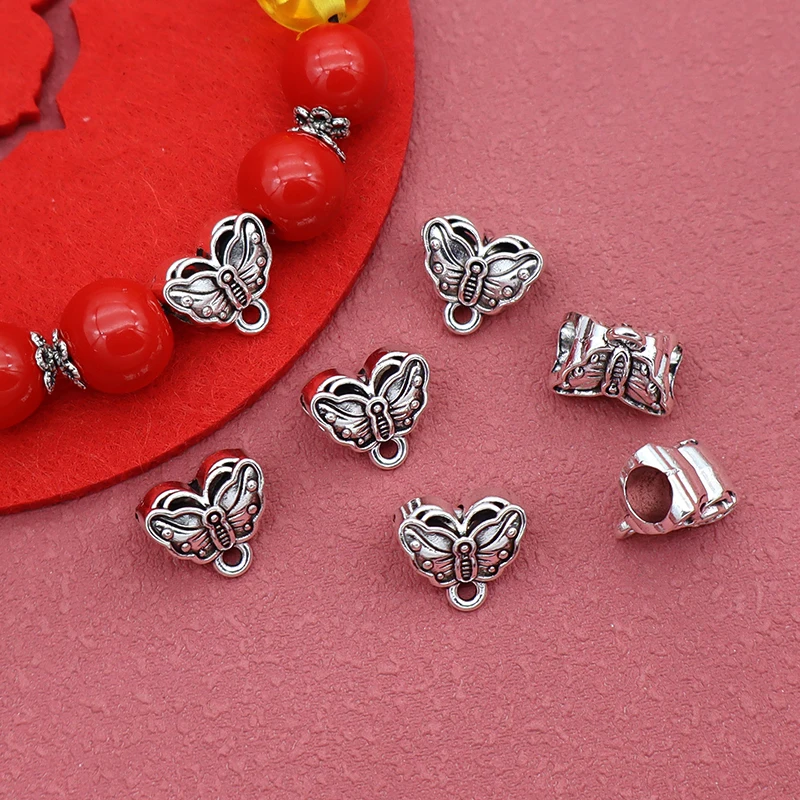 10pcs/Lot Pretty Big Hole Butterfly Bail Beads Connectors Necklace Pendants Bracelets Spacer Charms DIY Jewelry Accessories