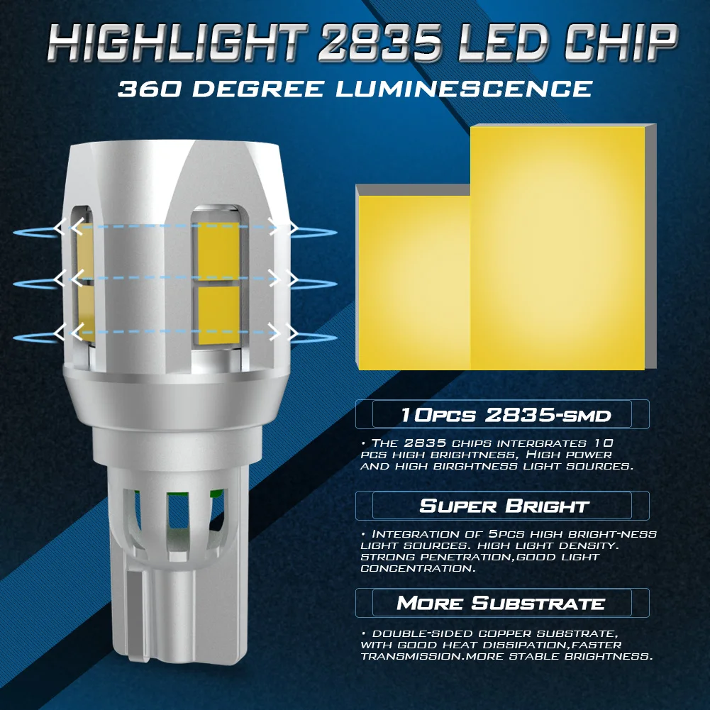 2x For VW BMW Audi Ford 2000LM W16W LED T15 T16 Canbus No OBC Error LED Car Reverse Backup Light Bulbs Xenon White LED 2835 SMD