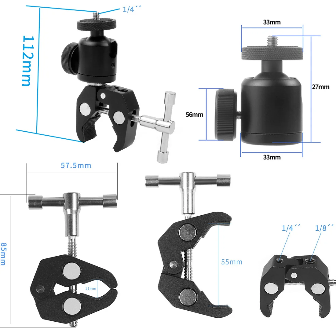 Super Clamp Mount Halter mit Stativ Kugelkopf Adapter für Gopro für Insta360 DSLR Monitor LED Blitzlicht Kamera Röhren halterung – Detail 36