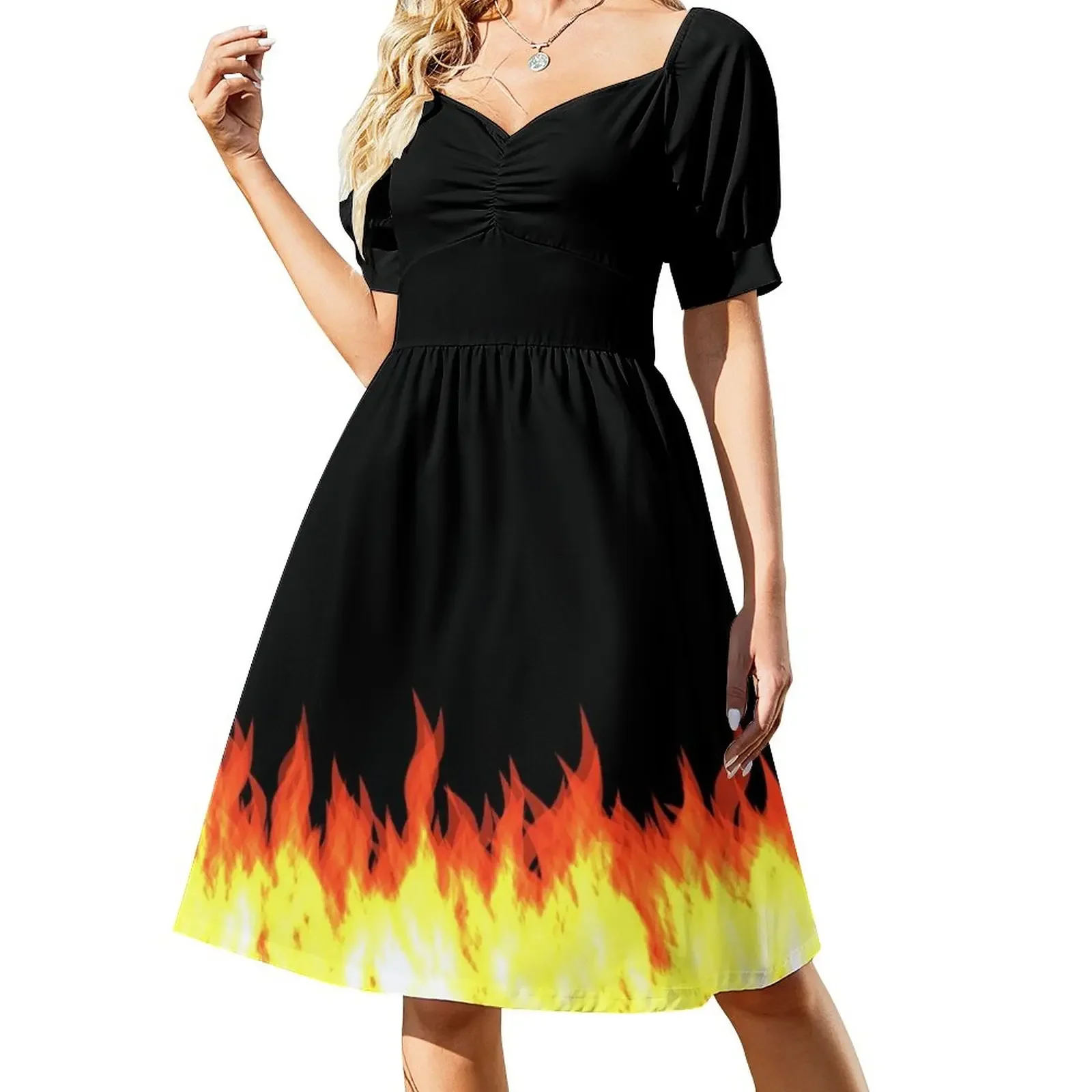 

Flame Short-Sleeved Dress summer dress ladies dresses for special occasions women's summer clothing 2025