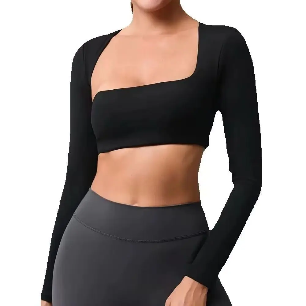 

Women Tubular Long Sleeves Yoga Shirts Women Push Up Crop Top Yoga Clothes Running Fitness Gym Clothes Push Up Workout Sport Top