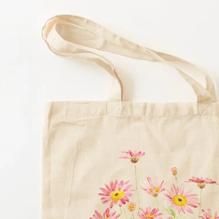 hand painted pink Marigold Margarita Rosa watercolor Tote Bag Gift bag shopping cart bags shopping trolley bag