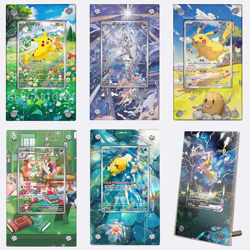 

New Pokemon Kirlia Extended Drawing Card Brick Anime Game Periphery Acrylic Display Stand Photo Frame Ornament Gift No Cards