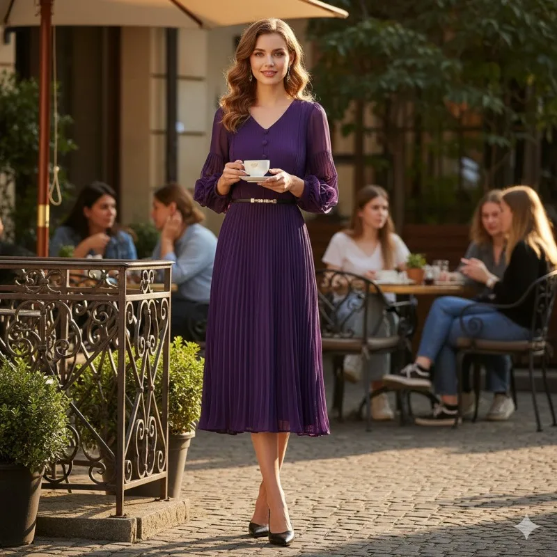 

Miyake плиссированные платья больших размеров 2026, весенняя новая мода, темпераментная талия, тонкие однотонные элегантные женские длинные платья