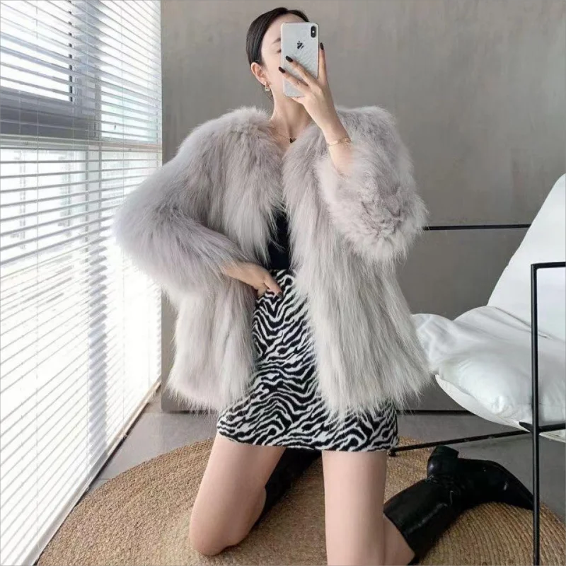 Kunst pelz Mantel Herbst/Winter Mantel Frauen neue hohe Imitation Fuchs Fell Kunst pelz Kurz mantel koreanische Mode Frauen Jacke