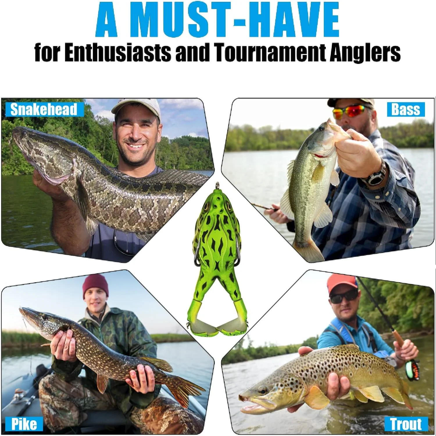 مجموعة طُعم صيد السمك الناعمة على شكل ضفدع مائي علوي، أرجل المروحة المزدوجة، 5 حلقات توصيل، جلد سيليكون سميك، رذاذ أكبر Mo #2