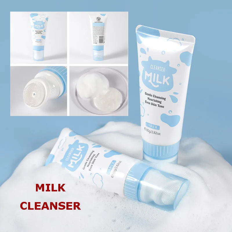 

LAIKOU Brightening Facial Wash Milk Cleanser Gentle Cleansing Foam with Pore Moisturizing Massage Brush Deeply Clean