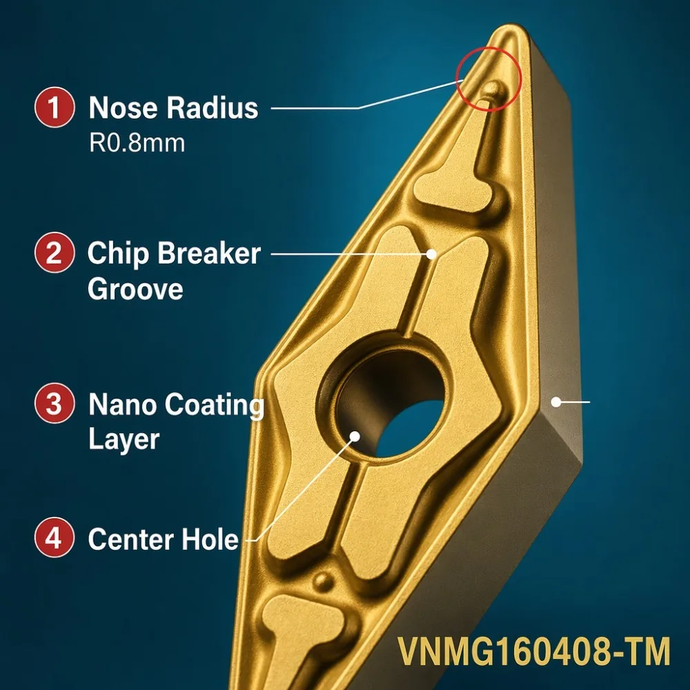 10 Pieces Cnc Blade Alloy High Standard VNMG160408-TM Soft Steel Lathe Blade Outer Round Steel Parts Turning Turning Tool