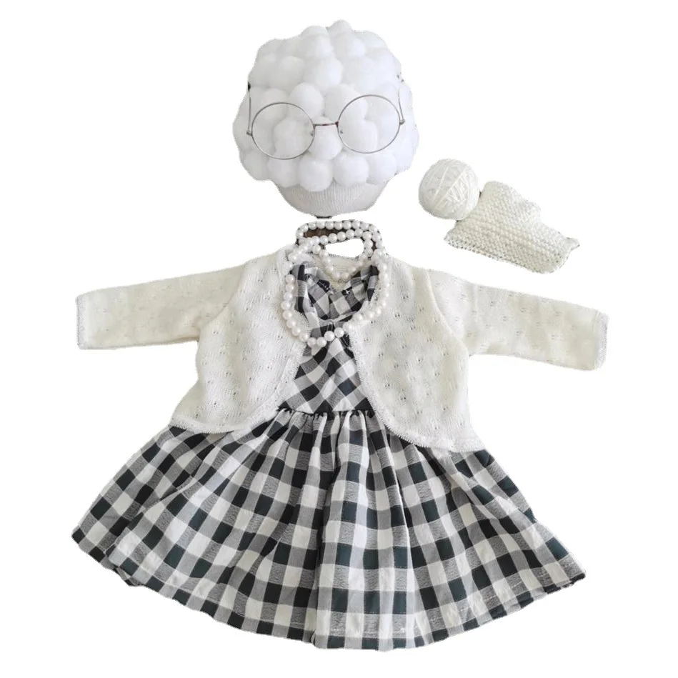 Disfraz de estilo abuela para niños, conjunto de traje de fotografía para niños, accesorios de fase de estudio fotográfico para recién nacidos de 0 a 3 meses