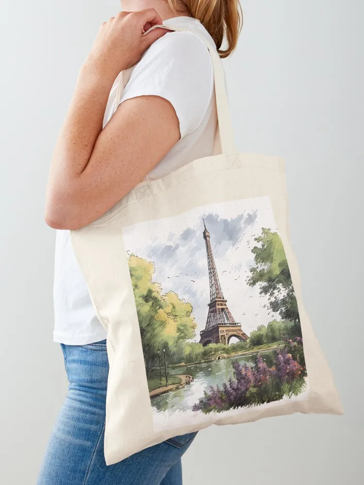 

Eiffel Tower Design Parisian Wall Art French Decor Tote Bag foldable reusable bag sacs de shopping canvas bags sac pour femme