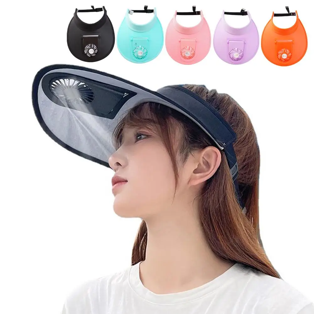 Breathable Cooling Fan Hat Sunscreen Fan Sun Visor Hat Fishing Hat Cooling Peaked Cap Hat Usb Charging Hat Fan For Sport Ou M9B0