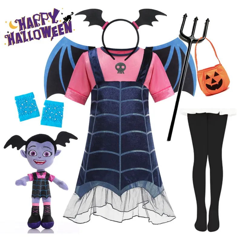 

Halloween Girls Vampire Dress Cosplay Vampire Bat Costume Children Evil Role Playing Carnival Party Outfits With Wings