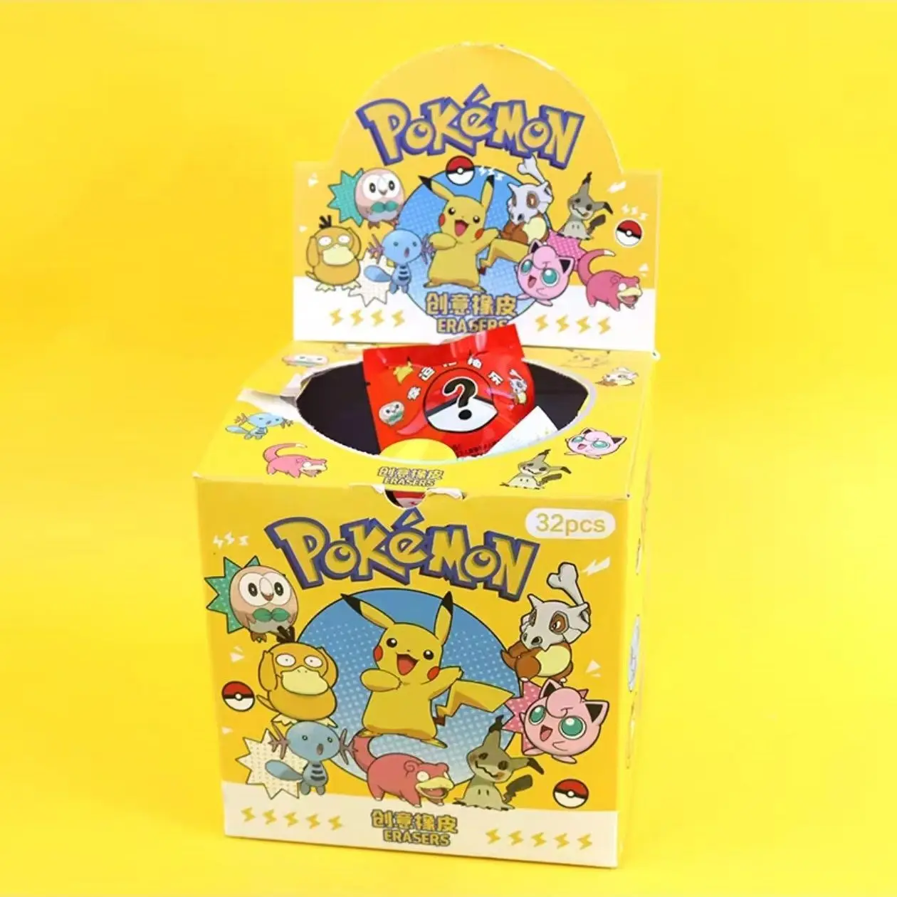 Bolsa Sorpresa de Borradores de Pokémon, Caja Sorpresa con Borradores de Anime y Dibujos Animados, Juguetes de Papelería, Regalos, Premios para Estudiantes Escolares, Recuerdos para Fiestas
