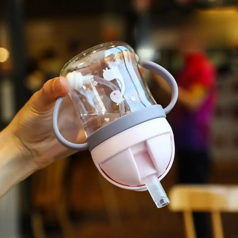 97BC 250ml Baby Feeding Cup with Straw Children Learn Feeding Drinking Bottle Kids Training Sippy Cup Drinware